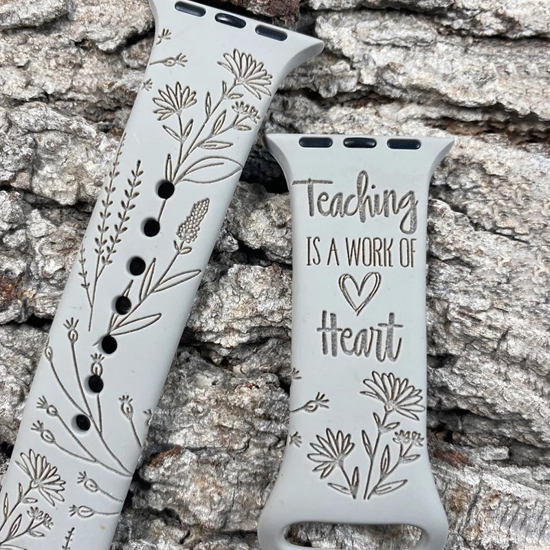 Engraved Teaching is a work of Heart Wildflower Watch Strap For Apple/Samsung/Fitbit Watch