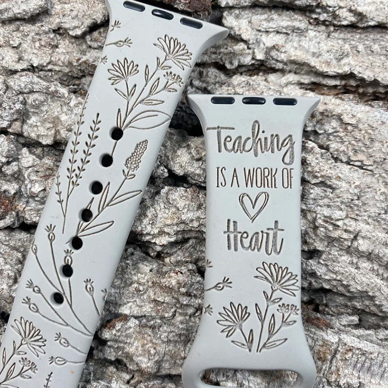 Engraved Teaching is a work of Heart Wildflower Watch Strap For Apple/Samsung/Fitbit Watch