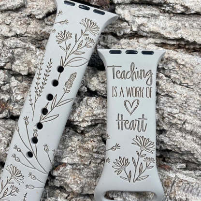 Engraved Teaching is a work of Heart Wildflower Watch Strap For Apple/Samsung/Fitbit Watch