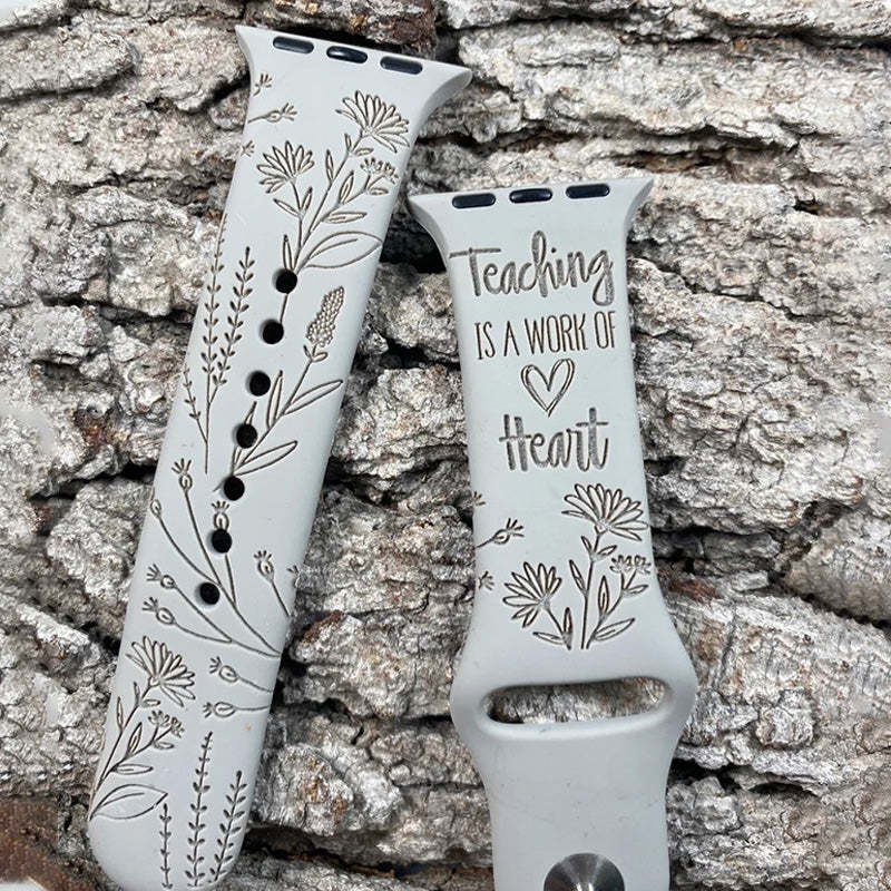 Engraved Teaching is a work of Heart Wildflower Watch Strap For Apple/Samsung/Fitbit Watch
