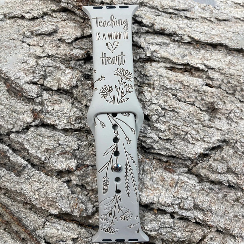 Engraved Teaching is a work of Heart Wildflower Watch Strap For Apple/Samsung/Fitbit Watch