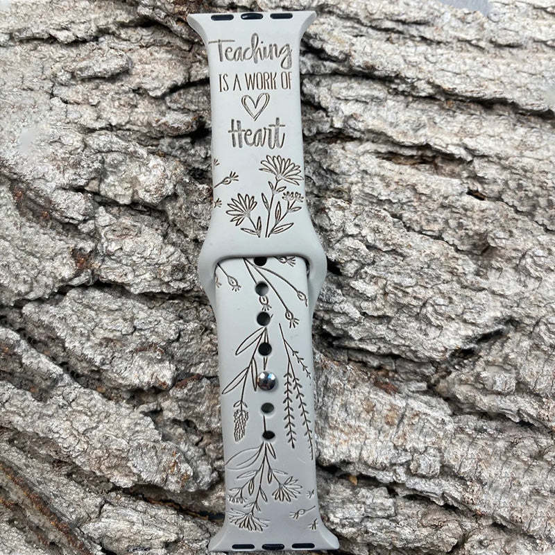 Engraved Teaching is a work of Heart Wildflower Watch Strap For Apple/Samsung/Fitbit Watch