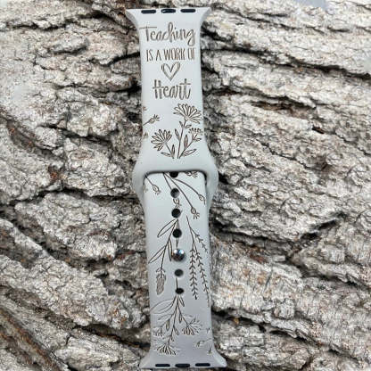 Engraved Teaching is a work of Heart Wildflower Watch Strap For Apple/Samsung/Fitbit Watch