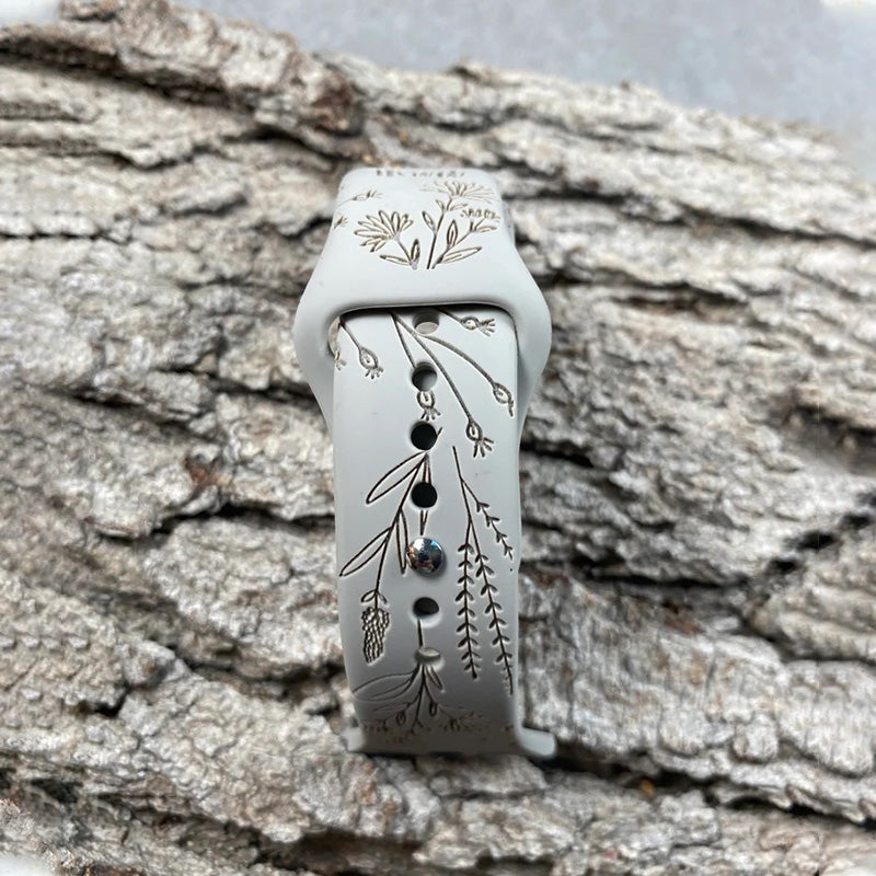 Engraved Teaching is a work of Heart Wildflower Watch Strap For Apple/Samsung/Fitbit Watch