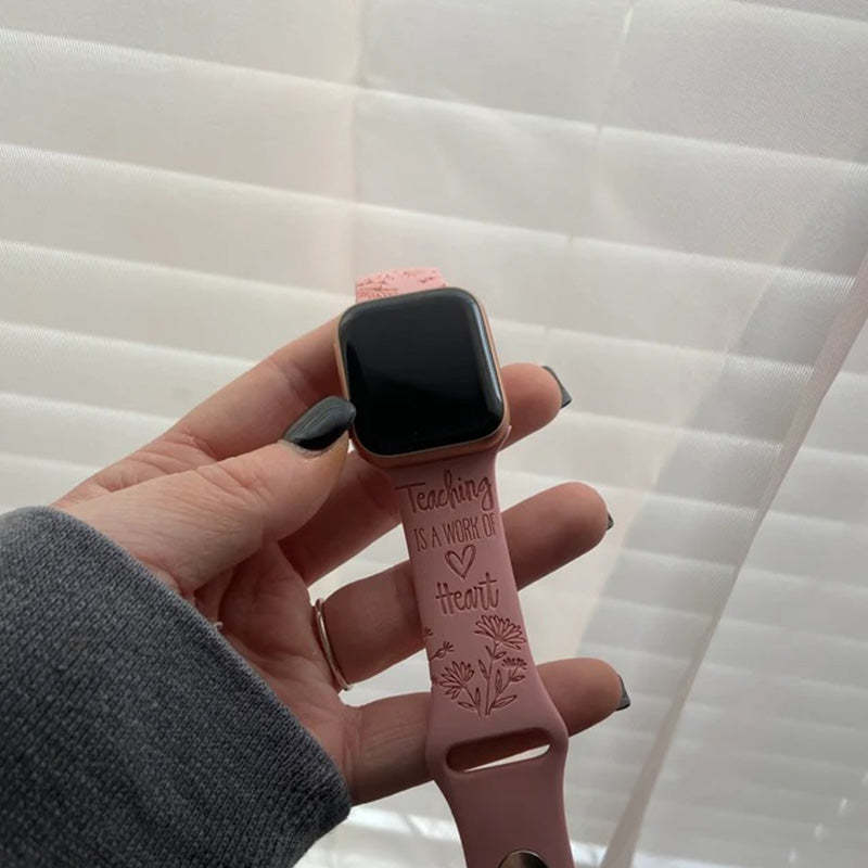 Engraved Teaching is a work of Heart Wildflower Watch Strap For Apple/Samsung/Fitbit Watch