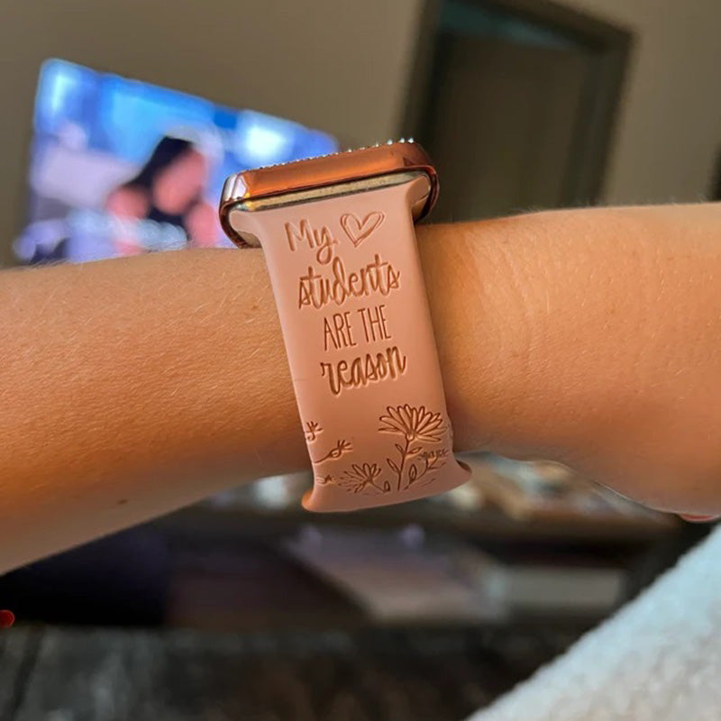Engraved Teaching is a work of Heart Wildflower Watch Strap For Apple/Samsung/Fitbit Watch