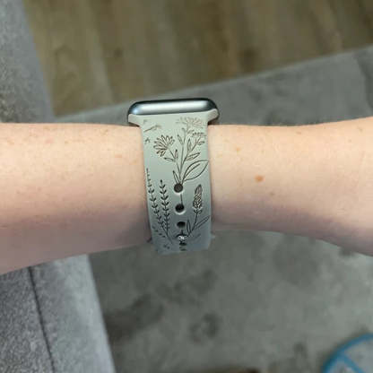 Engraved Teaching is a work of Heart Wildflower Watch Strap For Apple/Samsung/Fitbit Watch