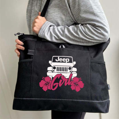 Jeep Girl With Flower Tote Bag For Jeep Lovers