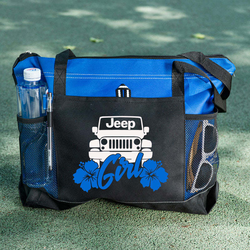 Jeep Girl With Flower Tote Bag For Jeep Lovers