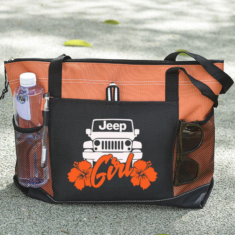 Jeep Girl With Flower Tote Bag For Jeep Lovers