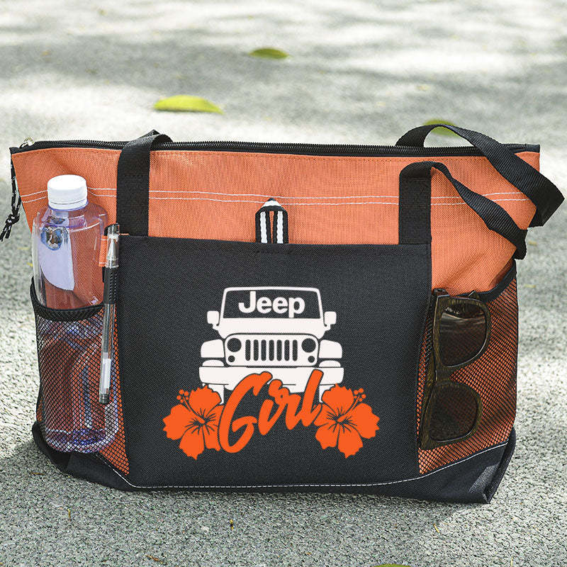 Jeep Girl With Flower Tote Bag For Jeep Lovers