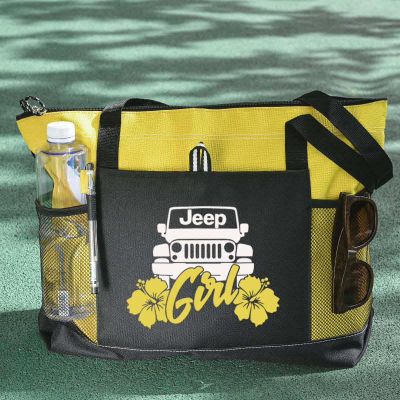 Jeep Girl With Flower Tote Bag For Jeep Lovers