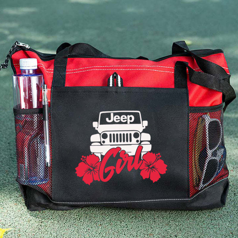 Jeep Girl With Flower Tote Bag For Jeep Lovers