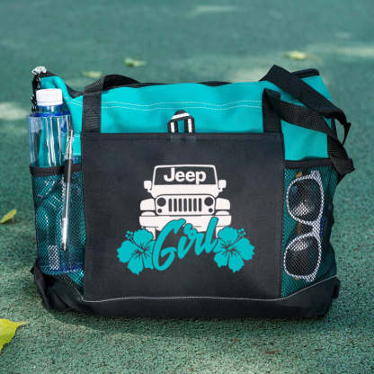 Jeep Girl With Flower Tote Bag For Jeep Lovers