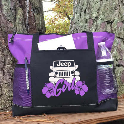 Jeep Girl With Flower Tote Bag For Jeep Lovers
