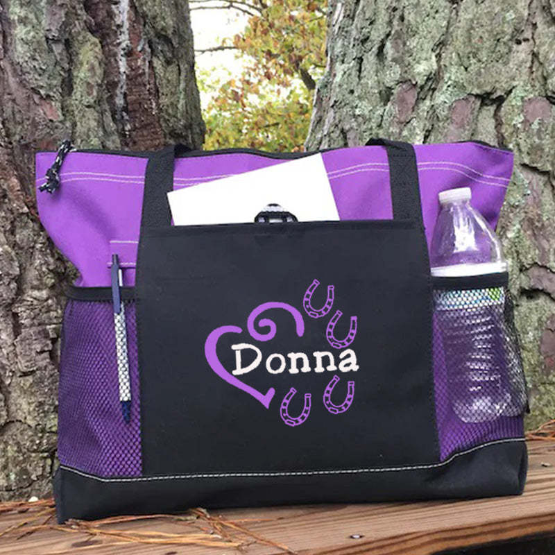Heart Horse Shoes Personalized Tote Bag