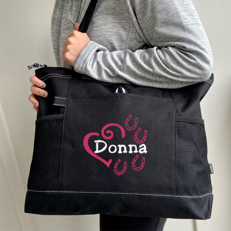 Heart Horse Shoes Personalized Tote Bag