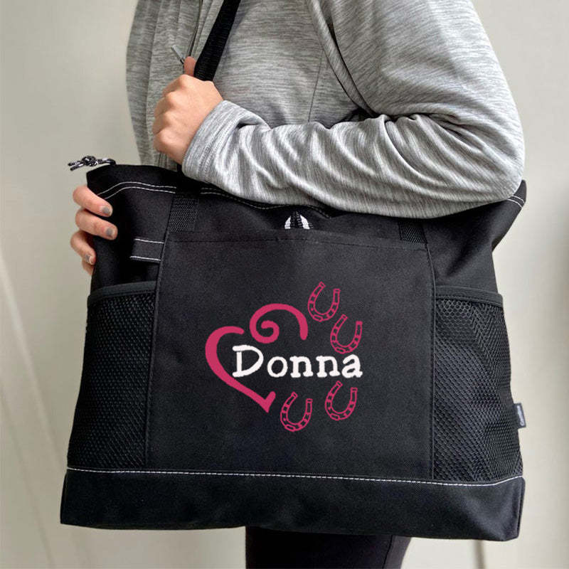 Heart Horse Shoes Personalized Tote Bag