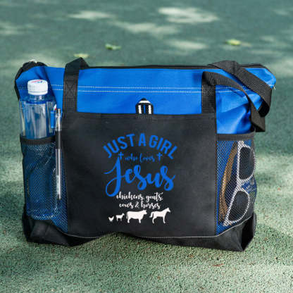 Just a Girl Who Loves Jesus Chickens Cows Horses Goats Tote Bag