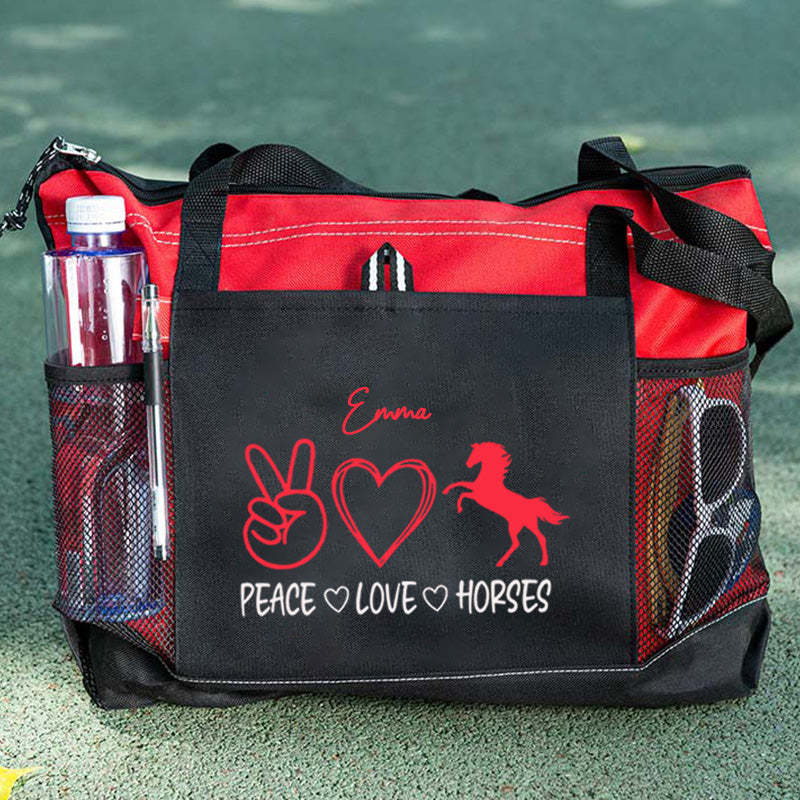 Peace Love Horses Tote Bag