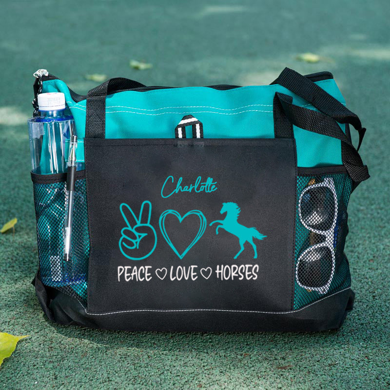 Peace Love Horses Tote Bag