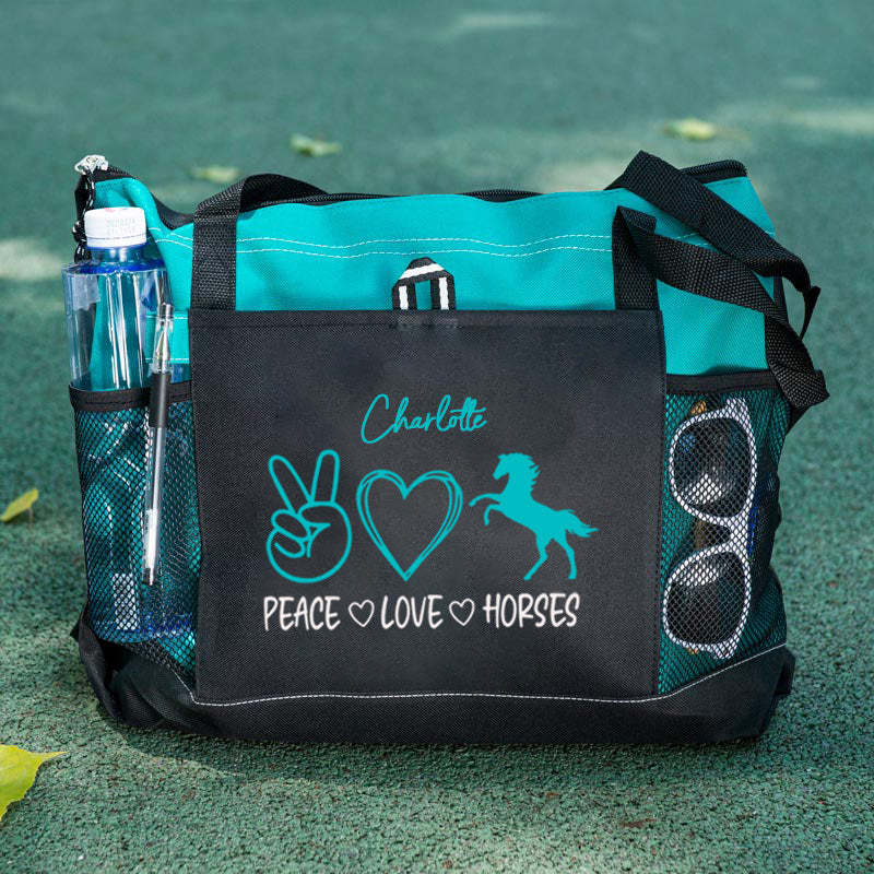 Peace Love Horses Tote Bag