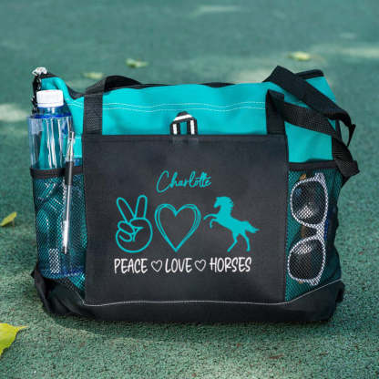 Peace Love Horses Tote Bag