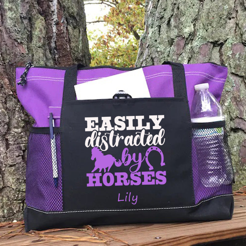 Easily Distracted By Horses Tote Bag