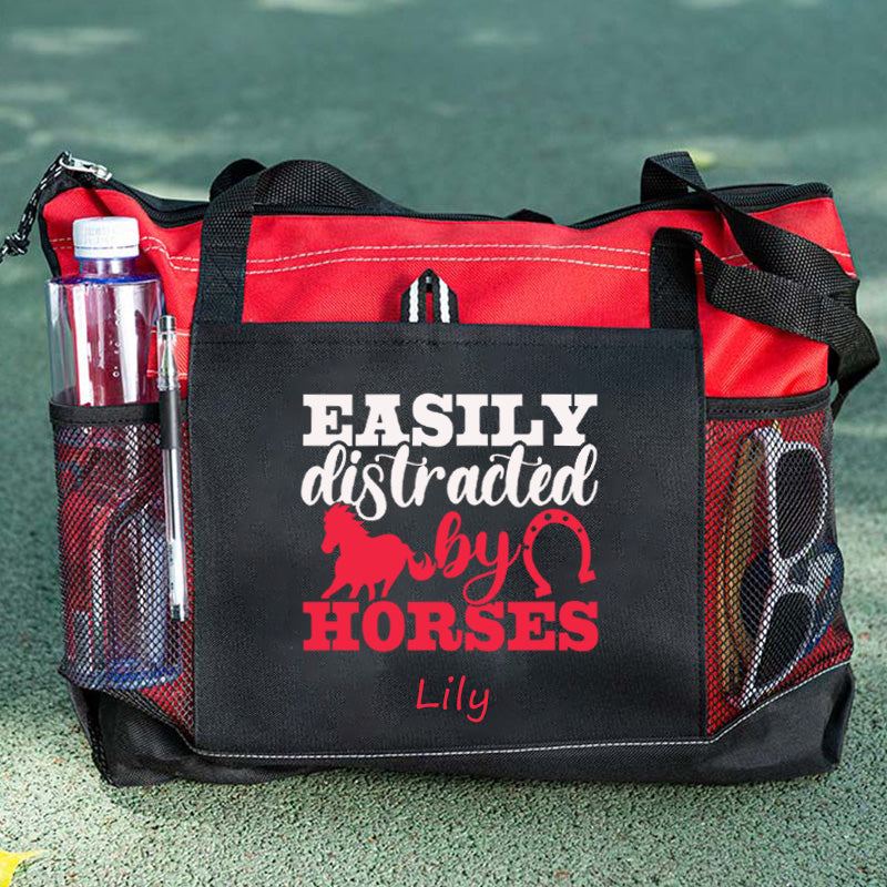 Easily Distracted By Horses Tote Bag