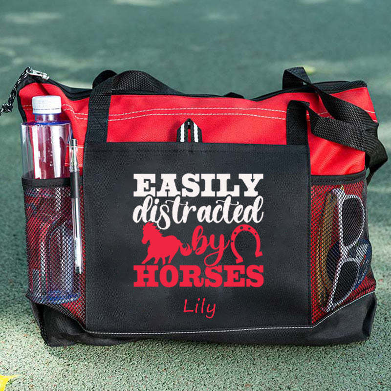 Easily Distracted By Horses Tote Bag