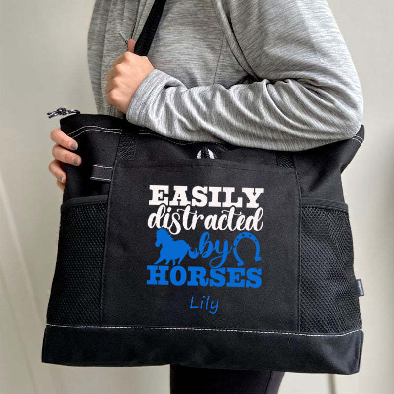 Easily Distracted By Horses Tote Bag