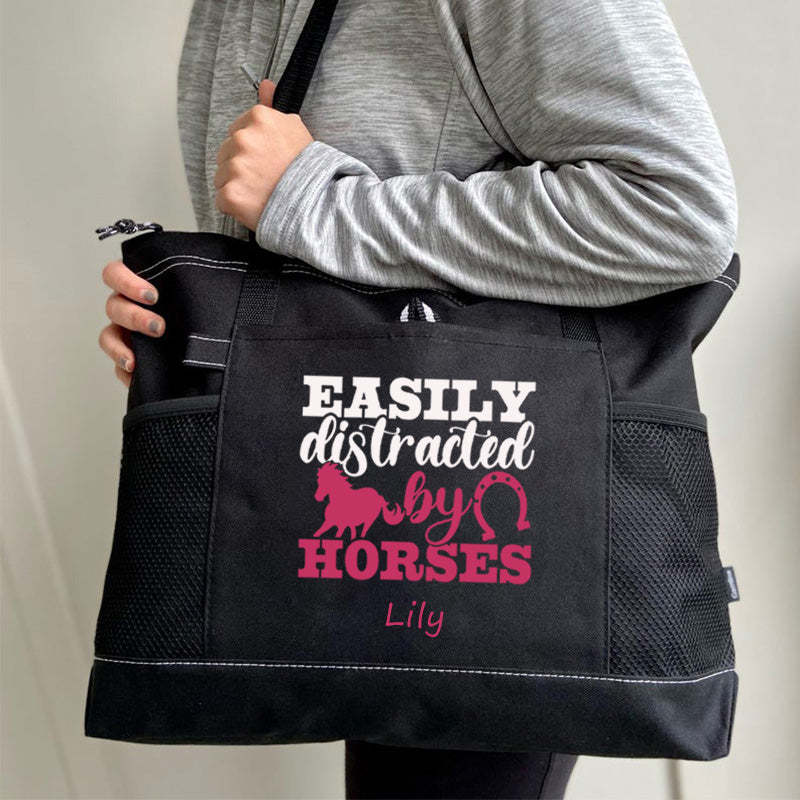 Easily Distracted By Horses Tote Bag