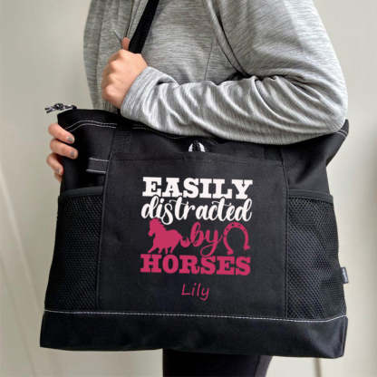 Easily Distracted By Horses Tote Bag