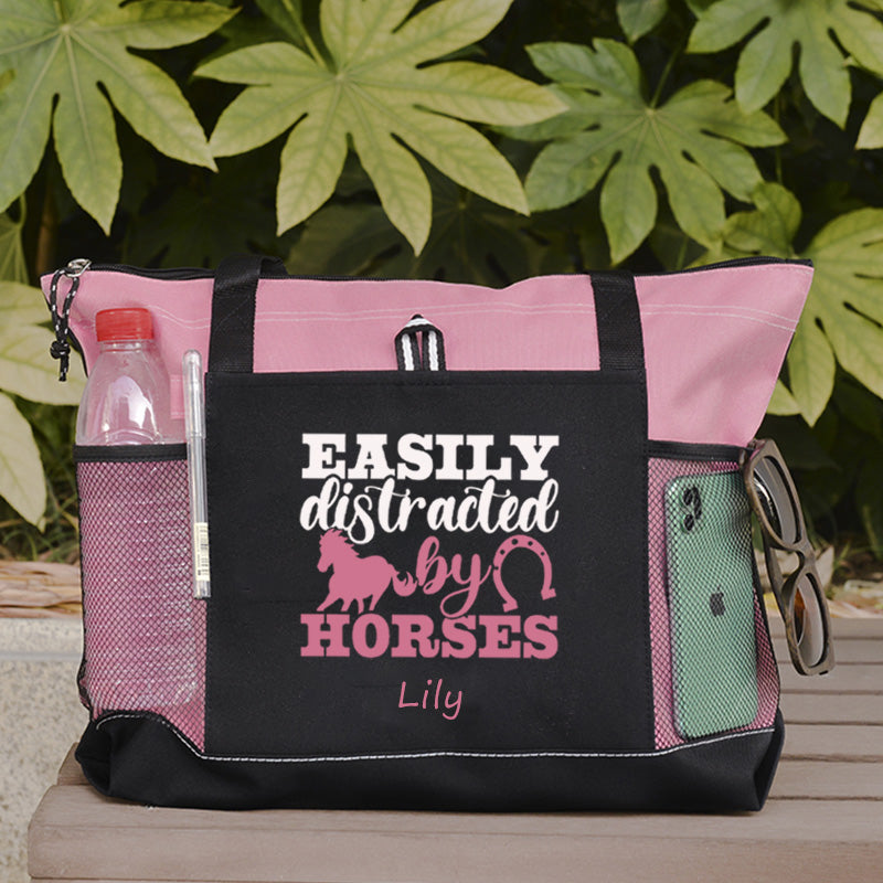 Easily Distracted By Horses Tote Bag
