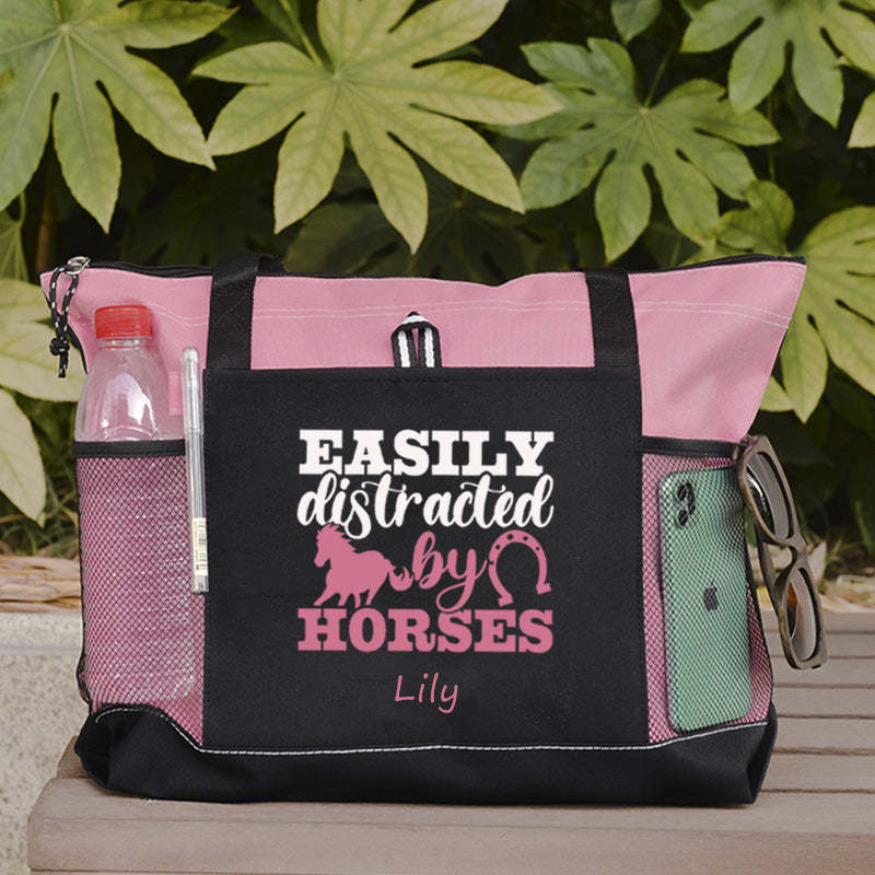 Easily Distracted By Horses Tote Bag