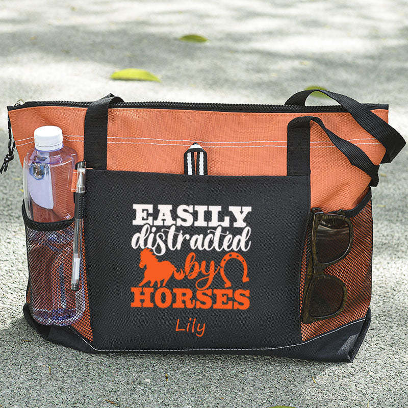 Easily Distracted By Horses Tote Bag
