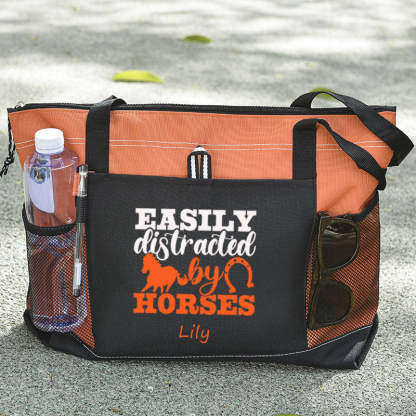 Easily Distracted By Horses Tote Bag