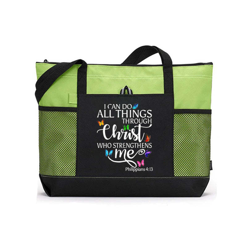 I Can All Things Through Christ Who Strengthens Me Tote Bag Butterfly Tote Bag