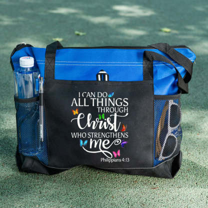 I Can All Things Through Christ Who Strengthens Me Tote Bag Butterfly Tote Bag