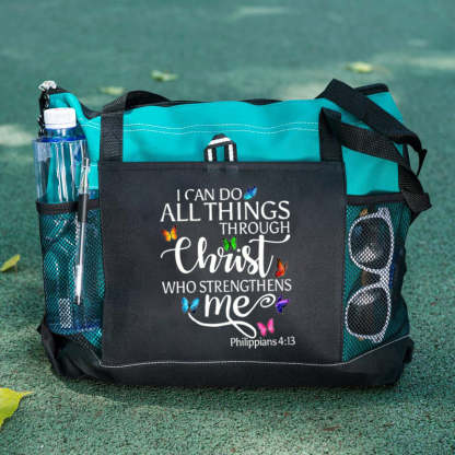 I Can All Things Through Christ Who Strengthens Me Tote Bag Butterfly Tote Bag