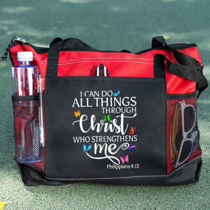I Can All Things Through Christ Who Strengthens Me Tote Bag Butterfly Tote Bag