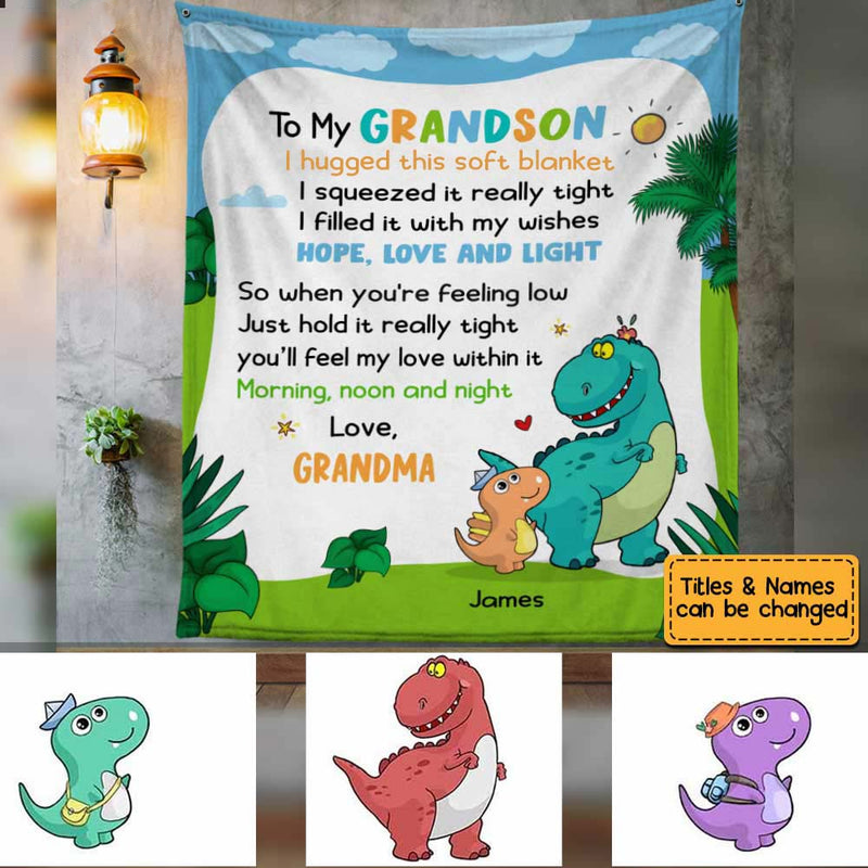 Personalized Dinosaur Grandson Granddaughter Blanket - Birthday Gift