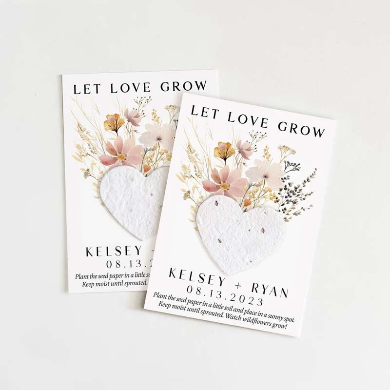 Custom Let Love Grow Wedding Plantable Seed Paper Favor Cards