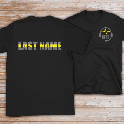 Personalized 911 Dispatcher Shirt - Thin Gold Line Shirt - 911 Dispatcher Gift