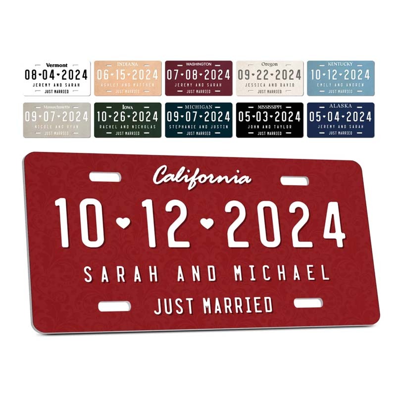 Custom Wedding Car License Plate - Wedding Date Sign- Romantic Plate