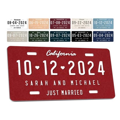 Custom Wedding Car License Plate - Wedding Date Sign- Romantic Plate