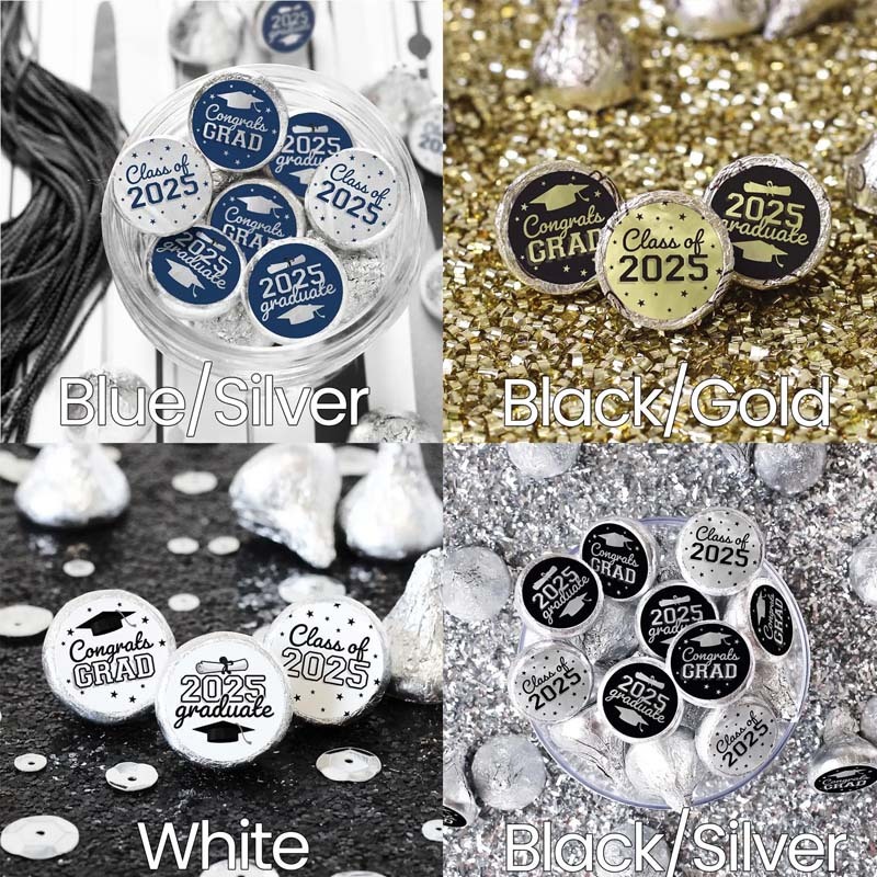 2025 Graduation Candy Stickers for Chocolate Kisses Class of 2025 Party Favors