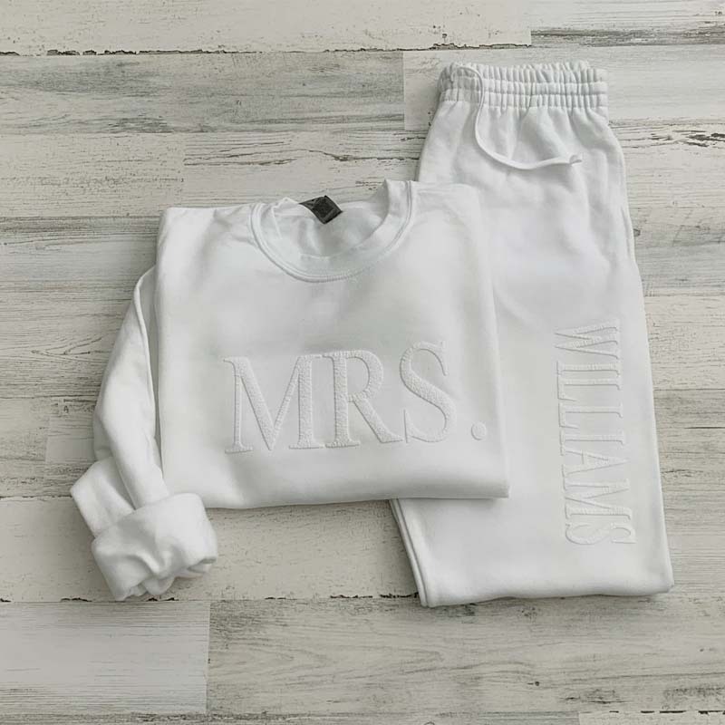 Custom Mr and Mrs Sweatshirts Embossed Mr and Mrs Tracksuit