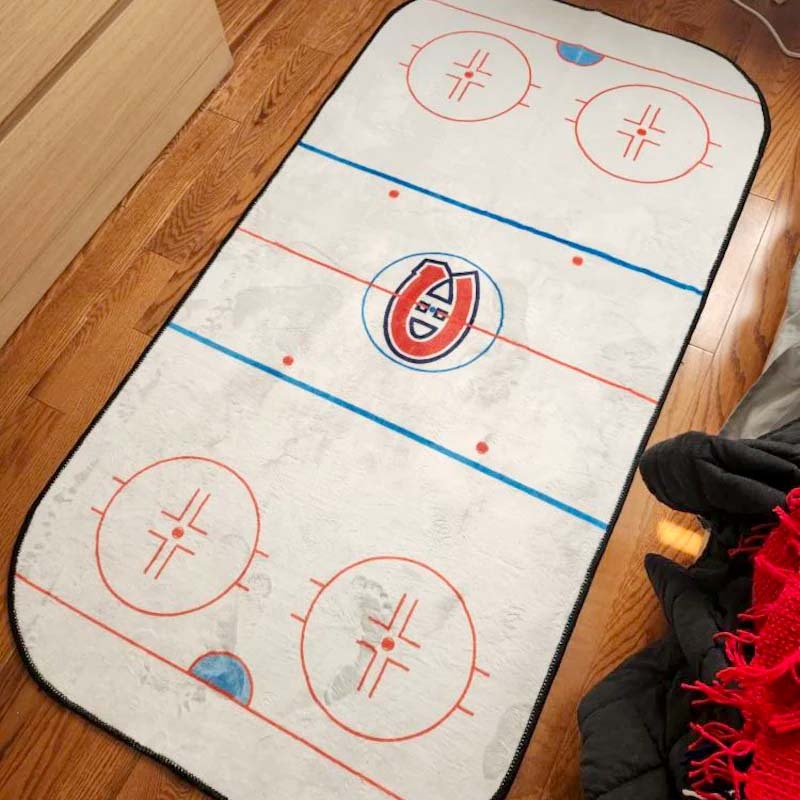Ice Hockey Rink Printed Area Rug with Custom Team Logo Gift For Ice Hockey Lovers