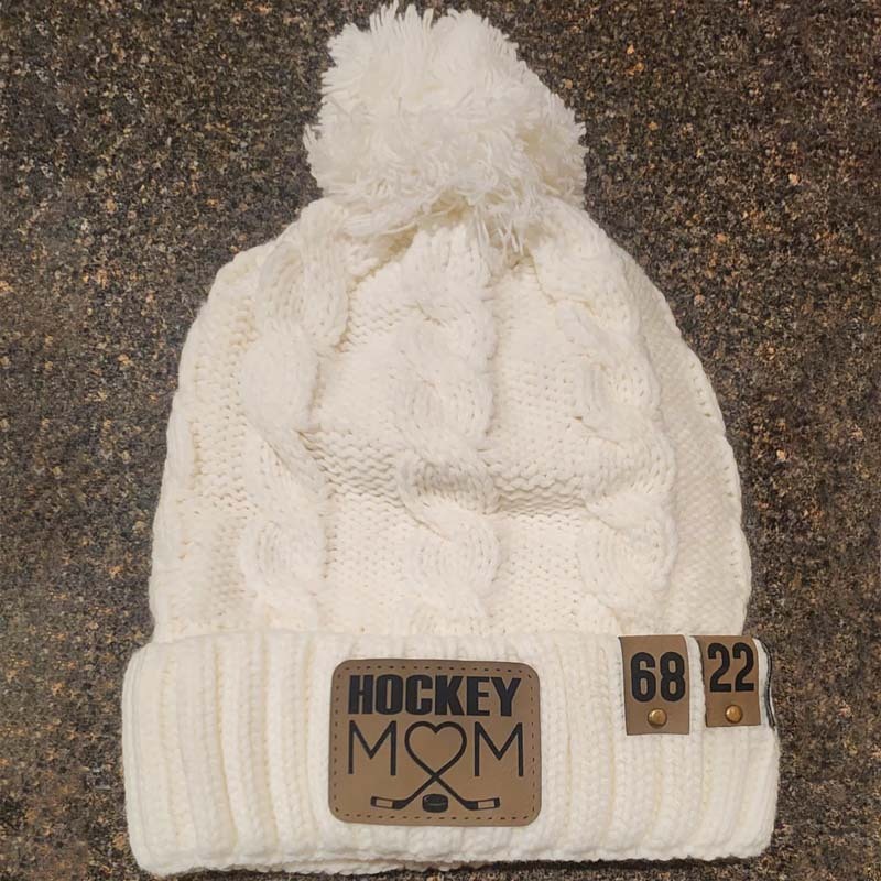 Custom beanie with pom - Hockey Mom hat